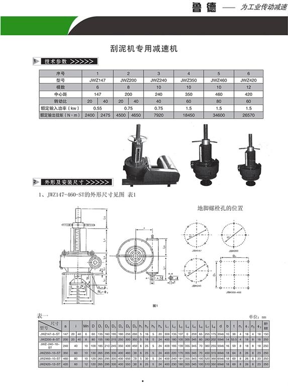 JWZ刮泥機專用減速機參數